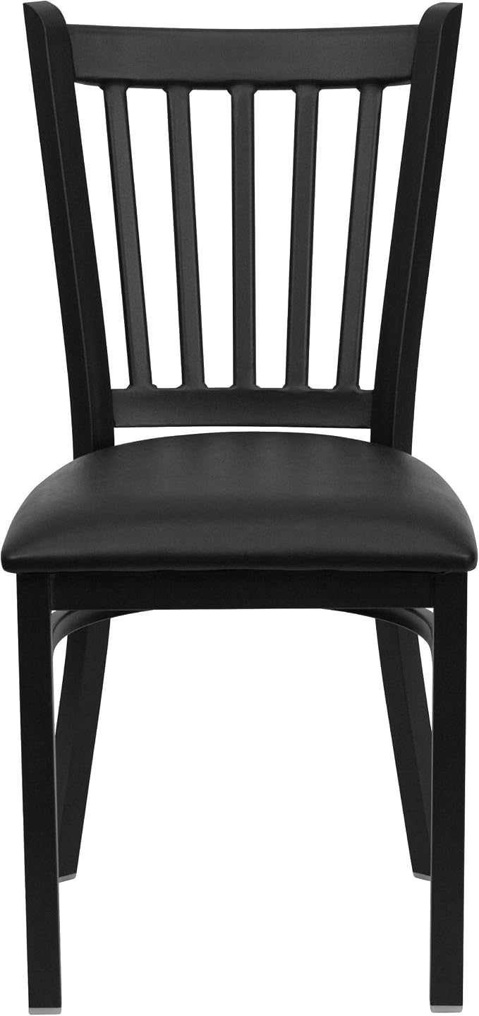 Flash Furniture 4 Pack HERCULES Series Black Vertical Back Metal Restaurant - Image 4