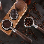 54mm Bottomless Portafilter with Double Shot Filter Basket & Wood Handle for Breville Barista Express Impress, Barista Touch Impress, Barista Pro, Infuser, Duo-Tem Pro, Bambino Plus Espresso Machine