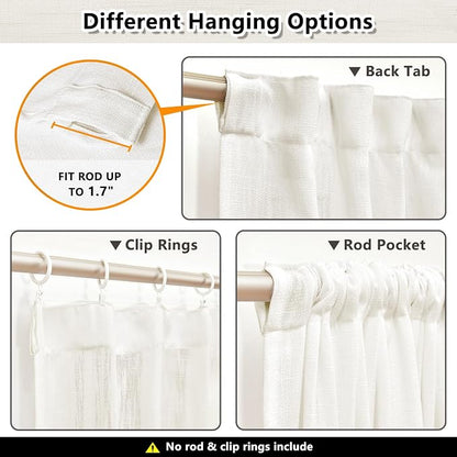 MYSKY HOME Natural Curtains 84 Inches Long, Semi Sheer Light Filtering Soft - Image 3