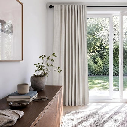 Linen Textured Total Blackout Sliding Door Curtains 96 Inches Long, Thermal - Image 6