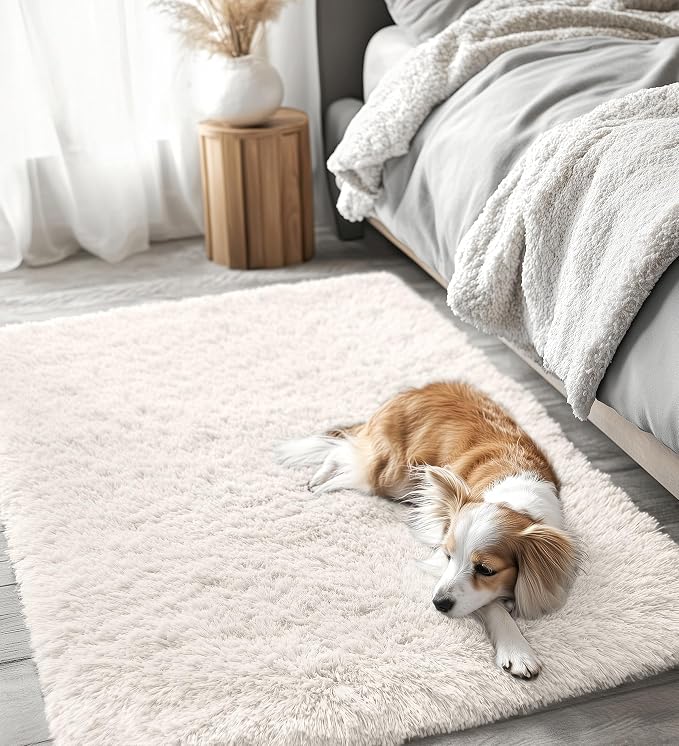 OLANLY 4x4 Machine Washable Accent Rug, Soft Fluffy Shaggy Area Rug - Image 8