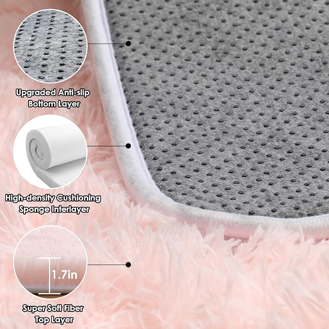 Pink 6x9 Area Rugs for Living Room Bedroom, Large Fluffy Bedside Throw Rug - Image 5
