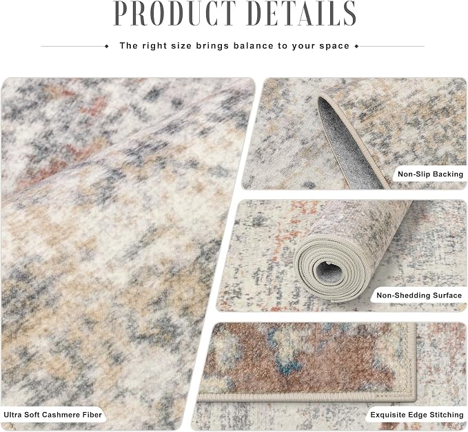 3x8 Washable Runner Rug：Modern Abstract Kitchen Soft Carpet Taupe | - Image 5