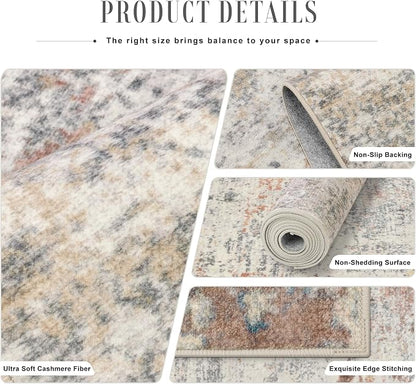 3x8 Washable Runner Rug：Modern Abstract Kitchen Soft Carpet Taupe | - Image 5