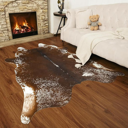 Faux Cowhide Rug, Animal Cow Hide Rug, 6.2 x 5.2 Ft Spotted Brown | Premium - Image 8