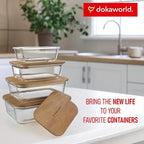 Natural Acacia Lids Set for Food Storage Glass Containers (4pcs) - Lids are compatible with all Glass Food Storage Containers Sets