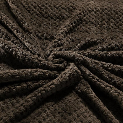 Exclusivo Mezcla Soft Waffle Fleece Bed Blanket King Size, Coffee | Lightweight - Image 8