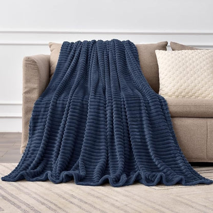 BEDELITE 3D Ribbed Jacquard Pink Fleece Throw Blanket - Image 3