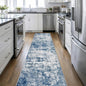 2.6x14 Washable Runner Rug:Modern Abstract Indoor Soft Carpet Blue | by FXRHLP