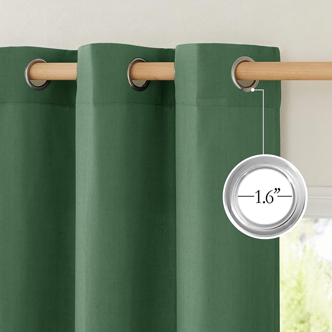 NICETOWN Flax Olive Green Linen Curtains - Image 2