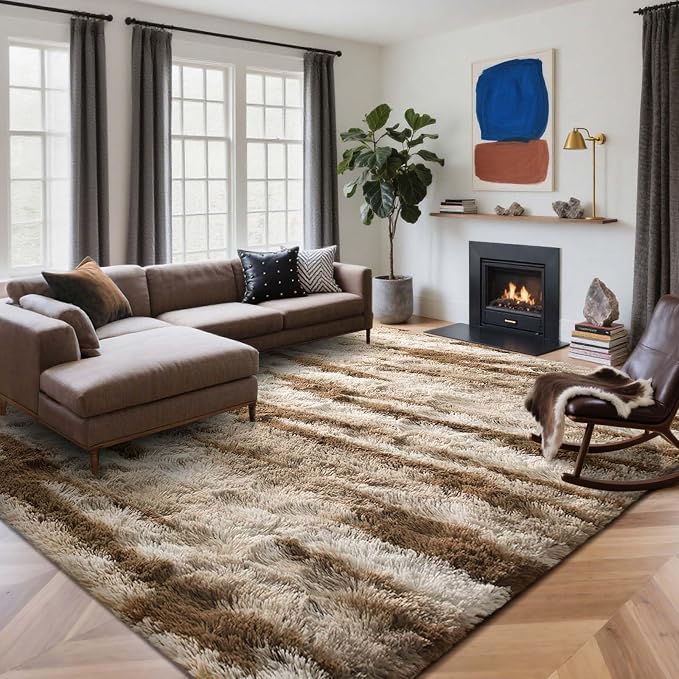 Area Rugs for Living Room, 6x9 Feet Soft Fluffy Shagg Plush Rug High Pile Large by Cuzwlovita
