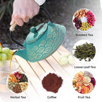 Cast Iron Teapot, Japanese Tea Pot with Infuser for Loose Leaf, Tea Kettle Stovetop Safe Coated with Enameled Interior, Clouds Pattern 27oz, 800ml Black