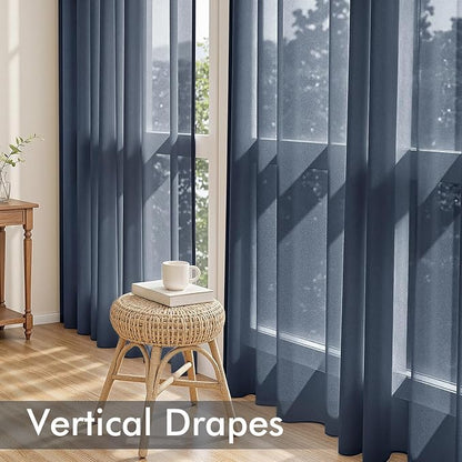 MIULEE Navy Blue Sheer Curtains 72 Inches Long 4 Panels 42 x 72 Inches | Light - Image 5