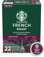 Starbucks K-Cup Coffee Pods, Dark Roast Coffee, French Roast for Keurig Brewers, 100% Arabica, 1 box (22 pods)
