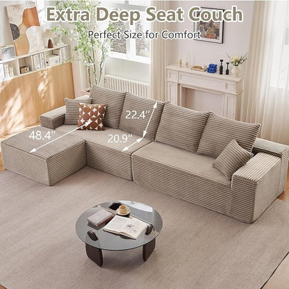 140" Sectional Cloud Couch for Living Room, Modular Floor Deep-Seat Sofa - Image 7