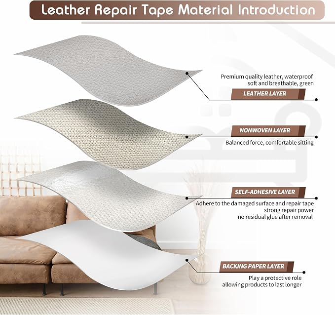 KING MOUNTAIN Leather Repair Patch, 16 x 60 Inches self Adhesive Leather Repair - Image 3