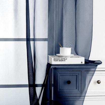 Blue Sheer Curtains, Sheer Curtains 84 inch Length 2 Panels Set, Rod Pocket - Image 2