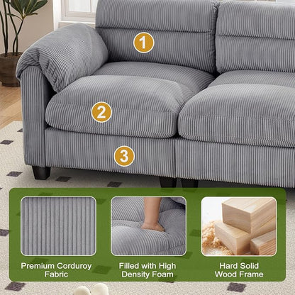 HAOMARKETS Corduroy Sofa Set, Two Upholstered Loveseat, and 3-Seater Couch - Image 4