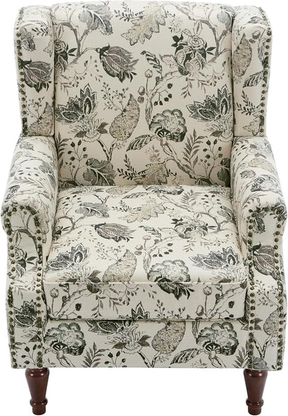 Pia Ricco Set of 2 Floral Accent Chairs, High Back Upholstered Armchairs - Image 6