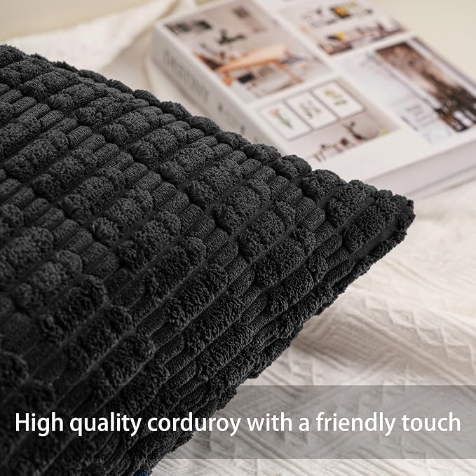 Aegero Pack of 2 Corduroy Decorative Throw Pillow Covers 24x24 Inch - Image 2