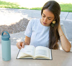 MIRA 18 oz Tea Infuser Thermos - Stainless Steel Travel Bottle with Removable Strainer for Loose Leaf Tea - Insulated Hot & Cold Brew Steeper - Pearl Blue