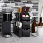 Mind Reader Cup and Condiment Station, Countertop Organizer, Coffee Bar, Kitchen, Stirrers, 5.35"W x 11.25"L x 11.15"H, Black