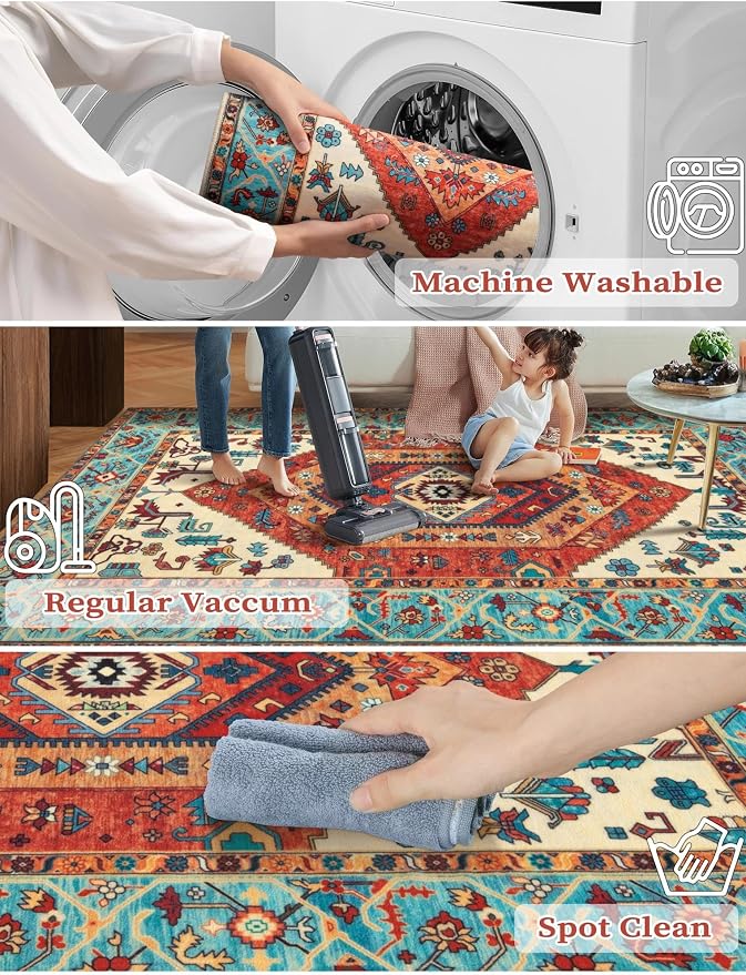 SERISSA 2'6"x14' Washable Non Slip Boho Runner Rug - Image 3