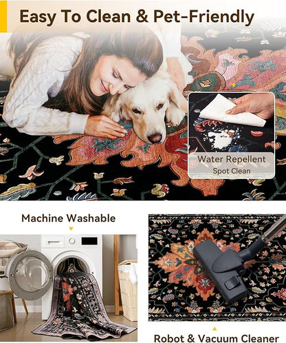 RELEANY Washable Area Rug, Large 9'x12', Water Repellent, Pet Friendly - Image 6