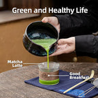 TEANAGOO Matcha Whisk Set, 7 Pcs Matcha Set Blue, Matcha Kit for Ceremony, Matcha Tea Set for Making Breakfast/Latte, Ceramic Matcha Bowl(chawan) whith Spout and Whisk, Gift for Friend/Family