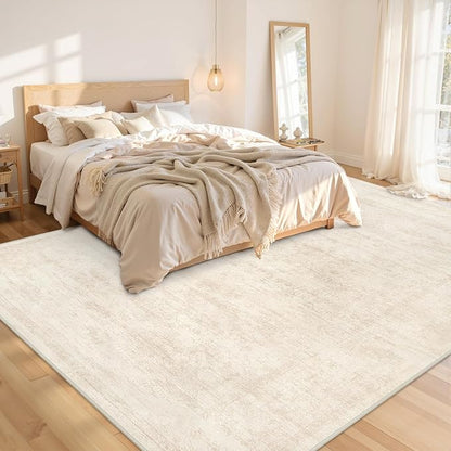 8x10 Area Rugs Living Room: Bedroom Washable Carpet Retro Beige | Large Vintage - Image 2