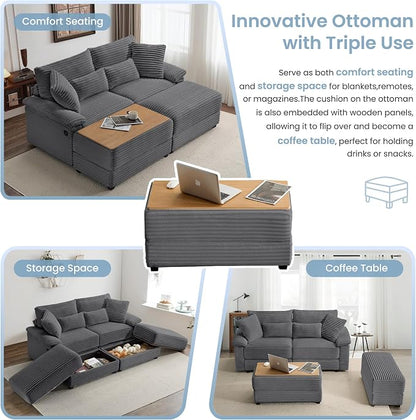 SUNWAVE 74" W Double Chaise Lounge Chair Indoor, Oversized Loveseat - Image 4
