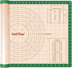Silicone Pastry Baking Mat Non Stick-Large Rolling Dough with Measurements-Non Slip Pizza,Fondant,Pie,Cake Baking Mat - 26 x 16 Inch By Cook Time(Green)