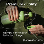BOBBER 26 oz Thermal Bottle for Hot and Cold Drinks – Stainless Steel Insulated Water Bottle with Screw Top, Keeps Hot for 36 Hours – BPA-Free, Dishwasher Safe Thermo Flask (Green)