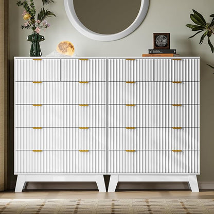 BORNOON 46" Tall Dresser for Bedroom, 6-Drawer Fluted Chest of Drawers - Image 7