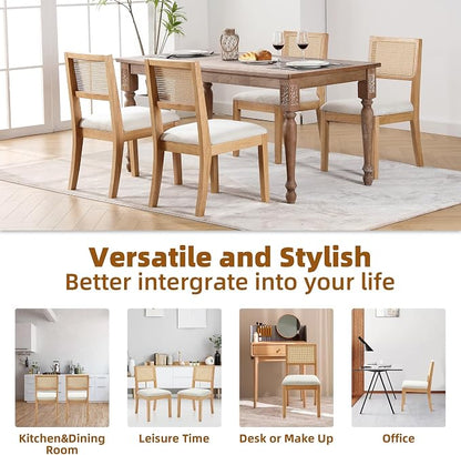 Westice Rattan Dining Chairs Set of 6, Farmhouse Natural Dining Room Chairs - Image 8
