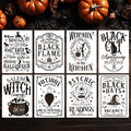 Halloween Stencils for Painting 11.7”x8.26” Reusable Halloween Stencil A4 Skeleton Witch Black Cats Draw Templates for Wood Signs Walls Windows Door Mat Fabrics