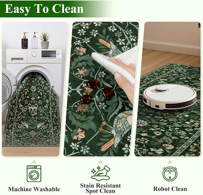 HEBE Hallway Runner Rug 2'x8', Washable Non Slip Kitchen Rug Runner | Soft Boho - Image 4