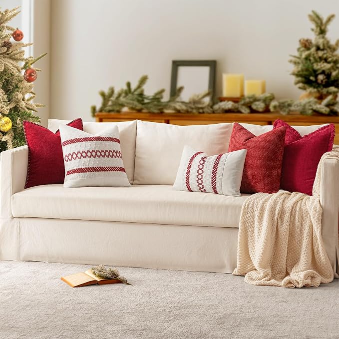 MIULEE Decorative Couch Throw Pillow Covers 18x18 Inch Red 2 Pack | Summer - Image 6