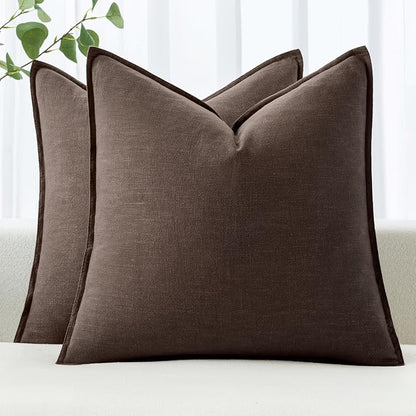 MIULEE Decorative Linen Pillow Covers 20x20 Inch Reddish Brown | Boho by MIULEE