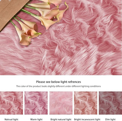 ORINOVA Pink Washable Fluffy Circle Rugs - Image 8