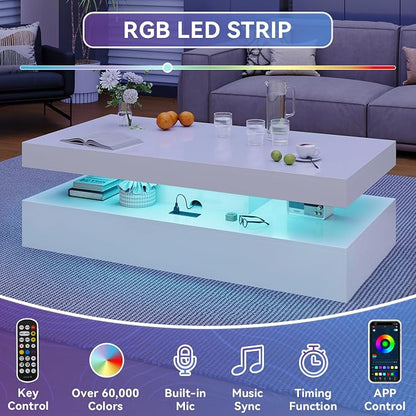 4-Piece Modern Living Room Table Set, Includes High Gloss 70" Fireplace TV Stand - Image 7