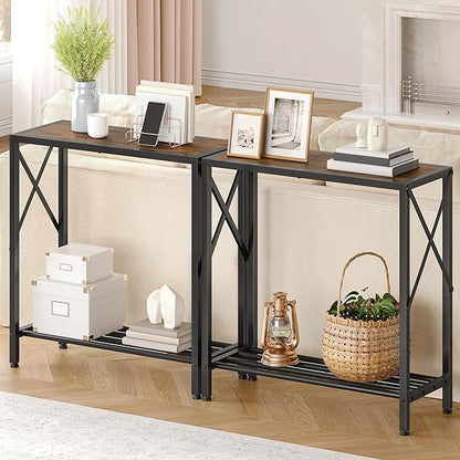 Tajsoon Console Table 28.3''L, 2 Tier Narrow Entryway Table - Image 2