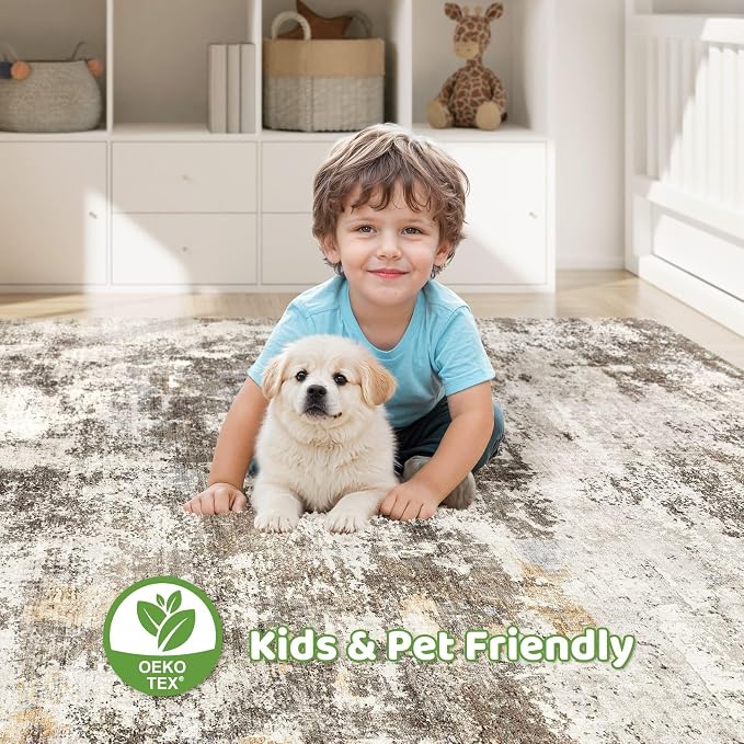 LOONGRUG 8x10 Area Rugs Washable Large Neutral Modern Living Room Rug | - Image 7