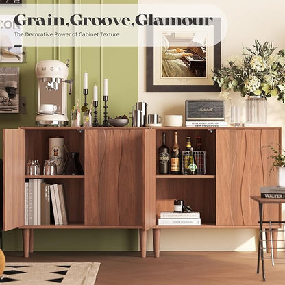 Easyego 63″ Mid Century Modern Sideboard Buffet Cabinet, Walnut Wood Accent - Image 3