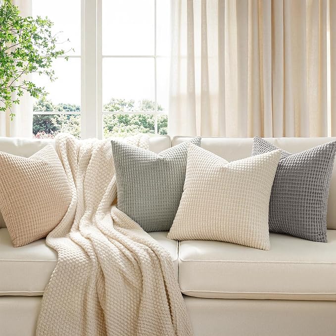 MIULEE Boho Farmhouse Decorative Pillow Covers 20x20 Inch Set of 4 Rustic - Image 2