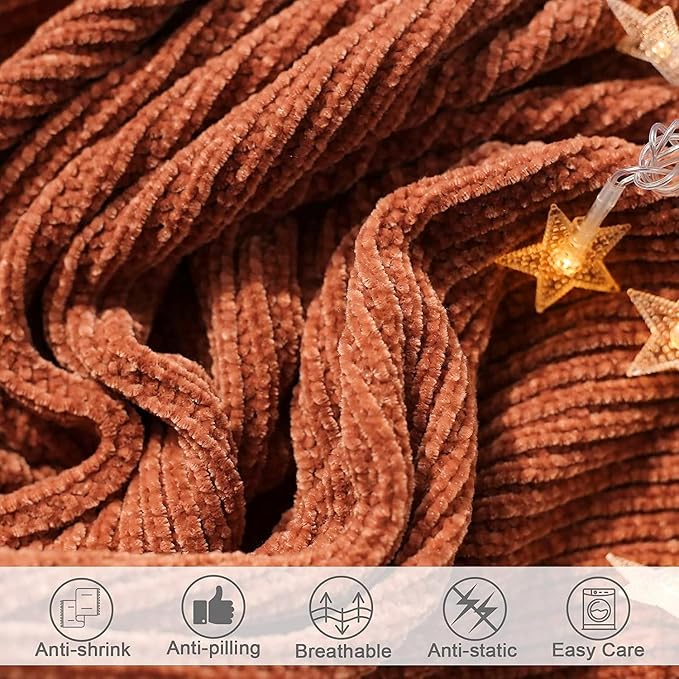 lifein Throw Blanket for Couch, Soft Boho Decor Bed Throw, Cozy Burnt Orange - Image 5