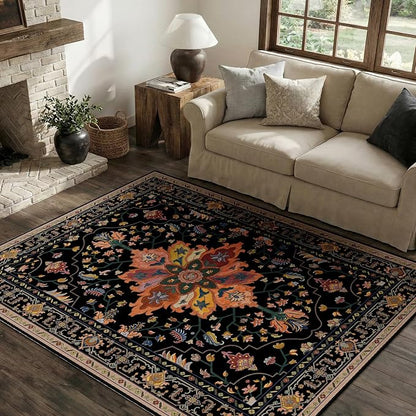 RELEANY Washable Area Rug, Water Repellent, Pet Friendly, Vintage Floral Boho - Image 3