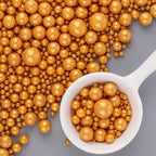 Matte Gold Pearl Sugar Sprinkles, 6 Sizes Mix Edible Sprinkles for Cake Decorating, Wedding Parties Supplies Cupcake Topping Cake Decorations 4.6 oz