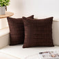 Pack of 2 Corduroy Decorative Throw Pillow Covers 18x18 Inch, Dark Brown | Fall by Unknown