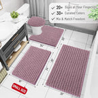 Arotive Luxury Chenille Bathroom Rug Mat, Extra Soft Thick Absorbent Shaggy Bath Rugs, Non-Slip Machine Wash Dry, Plush Bath Mats for Bathroom, Shower and Tub, 47x24, Deep Plum